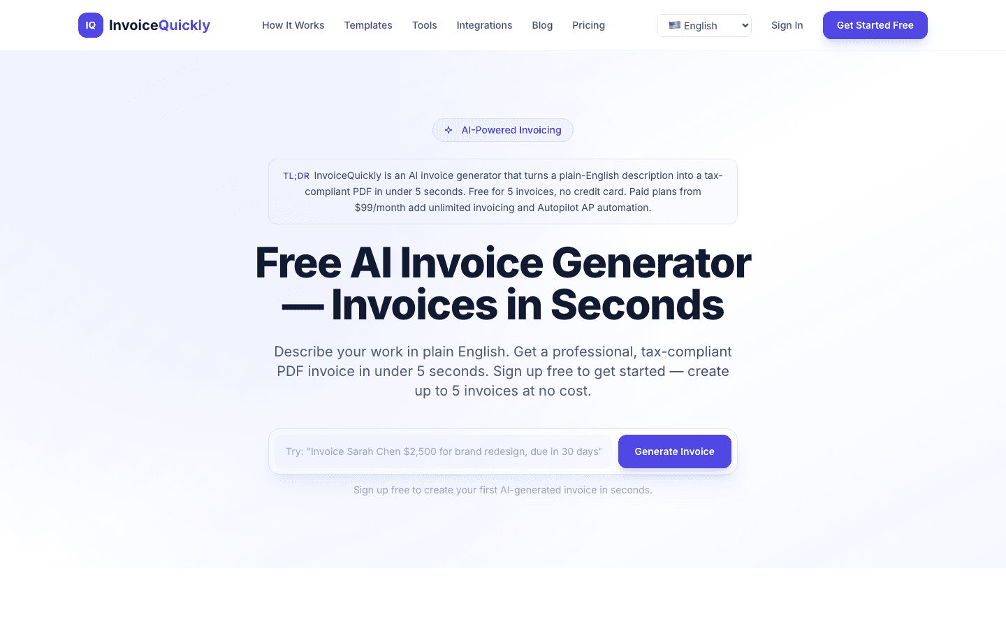 InvoiceQuickly — SaaS screenshot