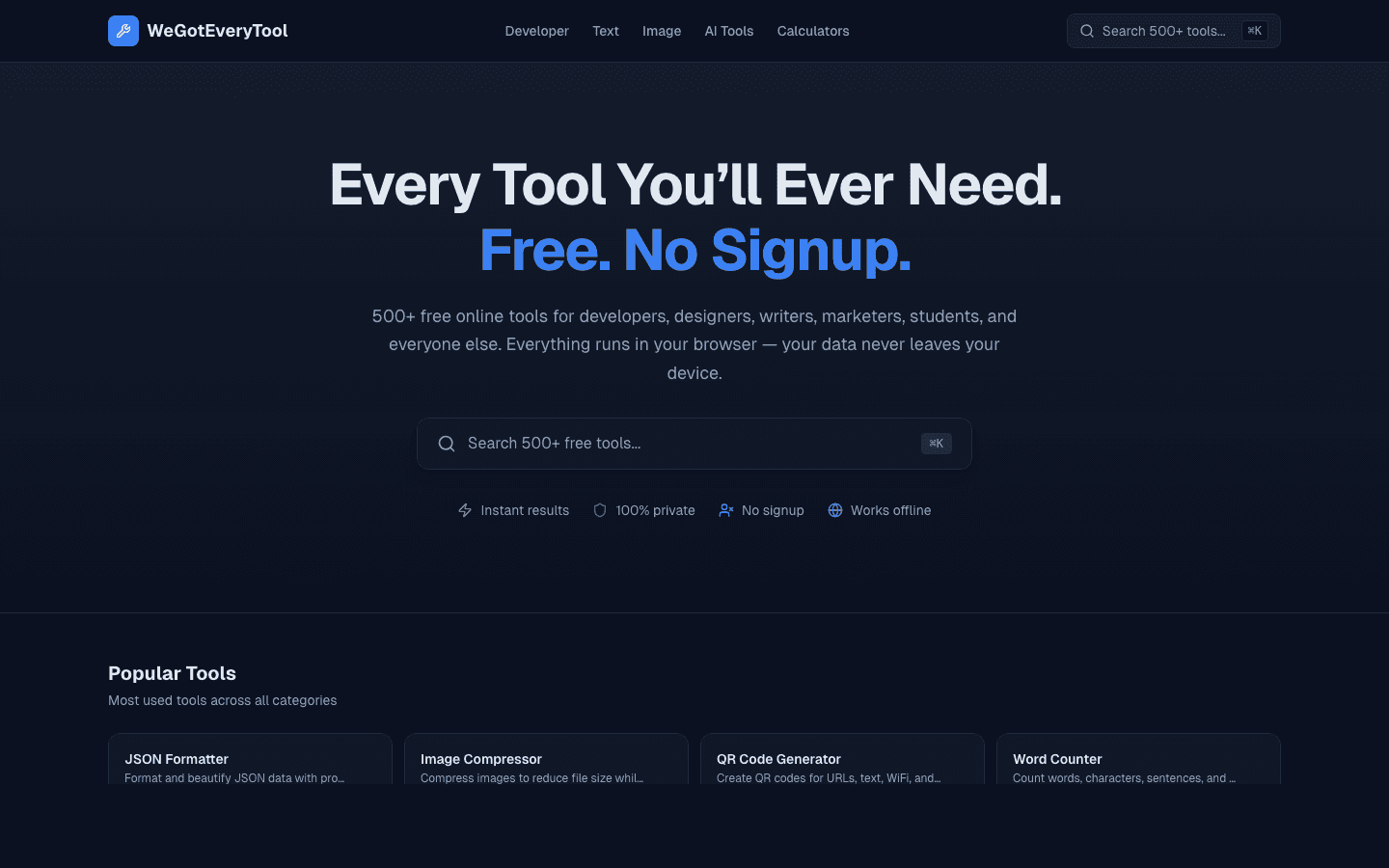 WeGotEveryTool — Web Apps screenshot