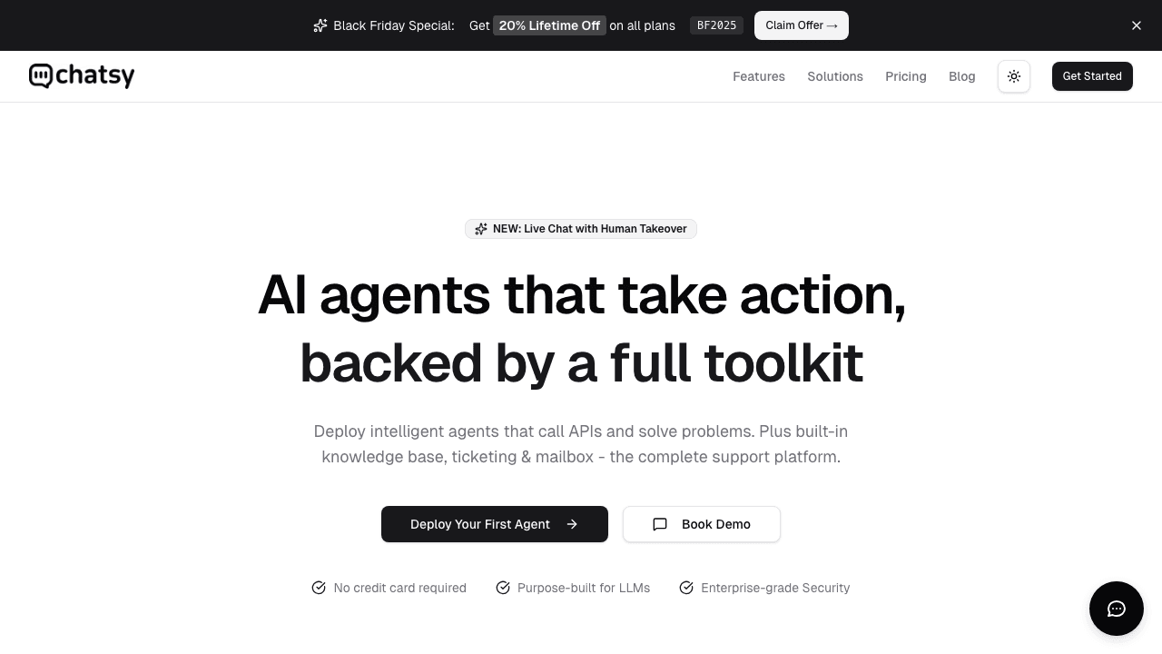 Chatsy - AI agents that take action, backed by a full toolkit
